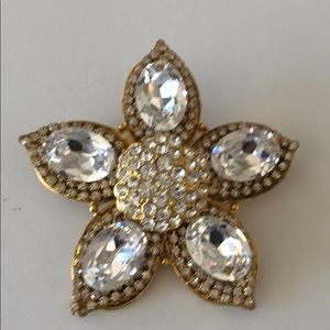Signed Cara N.Y. Large Gold tone Brooch Bling
